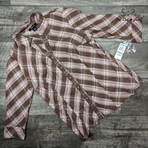 Style & Co Notting Hill Long Sleeve Sheer Top Size 16